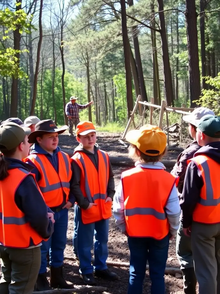 A photograph showing ACCA VELZIC members participating in a controlled hunting activity, with appropriate safety gear and ethical hunting practices in evidence. The image should convey a sense of responsible wildlife management and respect for the environment.